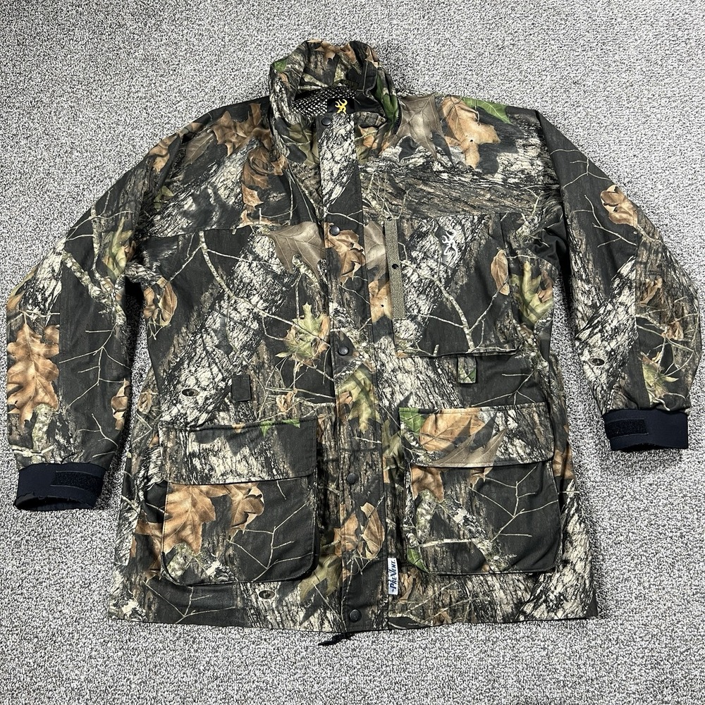 Browning Jacket Mens L Green Mossy Oak Camo Lined Pre Vent Hunting XPO‎ X Change